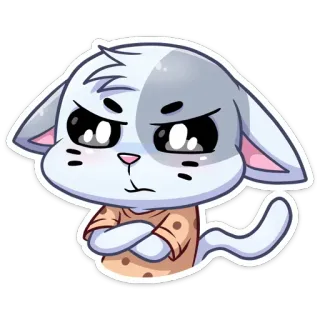 😒 cat, cartoon, sticker, cute, angry telegram sticker