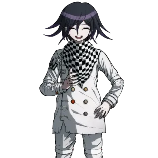 ☺️ Kokichi Oma Danganronpa аниме, видеоигра, персонаж, улыбающийся, черно-белый, в клетку telegram sticker