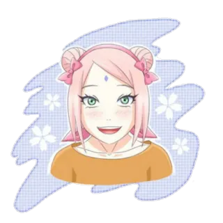 😃 Sakura Sakura, anime, character, pink hair, illustration, girl, cartoon whatsapp sticker