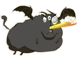 😤 desenho animado, monstro, dragão, fogo, fantasia, criatura telegram sticker
