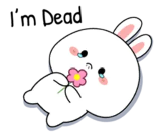👿 lapin, mignon, fleur, dessin animé, animal, autocollant telegram sticker