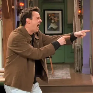😂 Chandler Bing Friends chandler, bing, friends, indicando, urlare telegram sticker