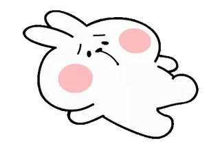 😔 кролик, грустный, мультфильм, животное, милый, белый, розовый telegram sticker
