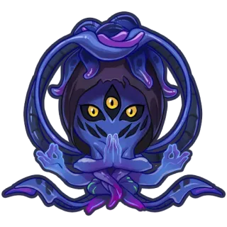 🐙 Kreatur, Monster, Fantasy, Oktopus, Lila, Drei Augen, Tentakel telegram sticker