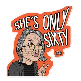 🏍 SHE'S ONLY SIXTY Frau, sechzig, Alter, Porträt, Aufkleber whatsapp sticker