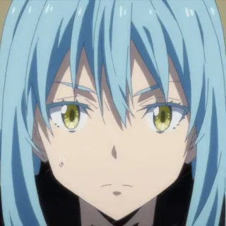 😠 Rimuru Tempest That Time I Got Reincarnated as a Slime Аниме, Исекай, Синие волосы, Слизь, Персонаж telegram sticker