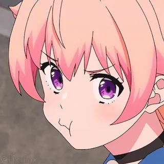 ☹️ anime, garota, fofa, cabelo rosa, olhos roxos telegram sticker