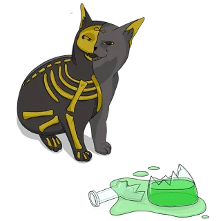 💩 猫, 骷髅, X光, 万圣节, 碎瓶子, 毒药, 怪物, 恐怖, 吓人 telegram sticker