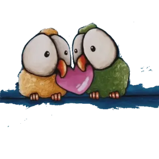 🐣 นก, ความรัก, หัวใจ, น่ารัก, การ์ตูน, สัตว์, มิตรภาพ telegram sticker