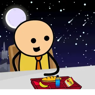 🍗 漫画, 夜, 空, 星, 月, 食べ物, ランチ telegram sticker