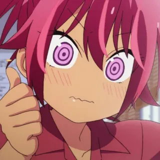 🤪 Ragazza anime, Pollice in su, Felice, Carino, Capelli rosa telegram sticker