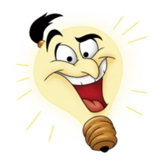 ☝ Glühbirne, Cartoon, Elektrizität, Idee, Erfindung, lächelnd whatsapp sticker