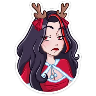 👍 stiker, wanita, natal, rusa kutub, imut, kartun telegram sticker