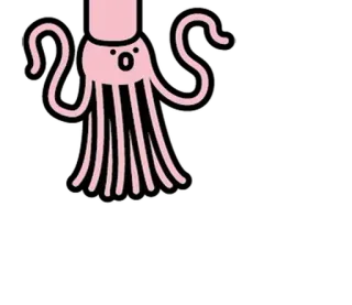 ⚪️ pegatina, rosa, fondo negro, lindo, dibujos animados, simple, pulpo whatsapp sticker