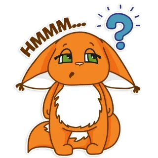 😦 HMMM... fox, thinking, question, animal, cute, sticker, hmm telegram sticker