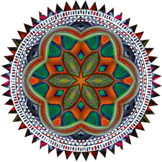 🎨 マンダラ, 抽象, アート, 幾何学模様, パターン, カラフル telegram sticker