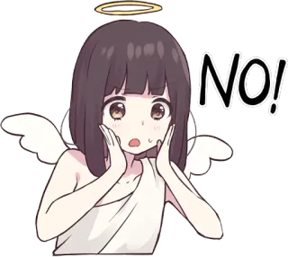 😇 NO! angel, anime, no, denial, character, sticker telegram sticker