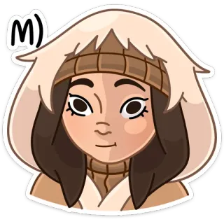 😊 M) Cartone animato, Ragazza, Cappuccio, Inverno, Persona telegram sticker