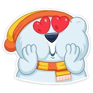 😀 dessin animé, ours, yeux de coeur, amour, mignon, animal, autocollant telegram sticker