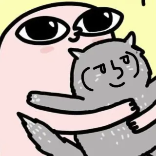 😏 karakter, orang, kucing, peluk, binatang, kartun telegram sticker