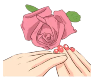 🌸 rosa, flor, manos, rosa, esmalte de uñas telegram sticker