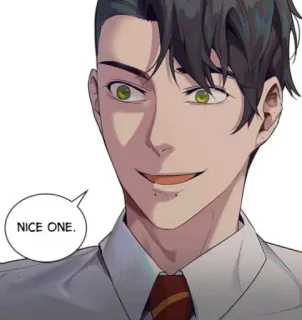 👍 NICE ONE. uomo, sorrisetto, cartone animato, fumetto telegram sticker