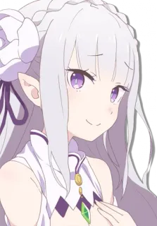 ☺️ Emilia Re:Zero Anime, Ragazza, Elfo, Carino, Soddisfatto, Re:Zero telegram sticker