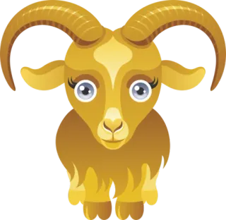 ♑ geit, dier, hoorns, goud, schattig telegram sticker
