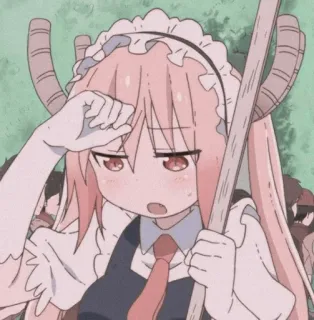 🐉 Tohru Miss Kobayashi's Dragon Maid anime, dragon, maid, tired, cute, kawaii, pink hair telegram sticker