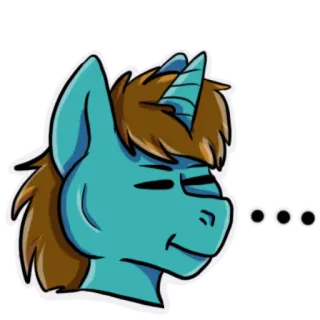 😑 ... poni, dibujos animados, unicornio, animal, equino, azul, pegatina telegram sticker