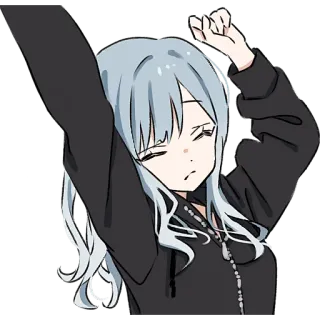 🥱 动漫, 女孩, 困, 可爱, 卡通, 角色, 蓝发 whatsapp sticker