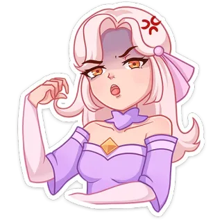 💪 Аниме девушка, Злой, Мультфильм, Женщина, Наклейка telegram sticker