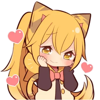 🥰 anime, cat girl, kawaii, cute, hearts, sticker telegram sticker