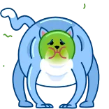 🤢 cat, green, animal, cute, blue, cartoon telegram sticker