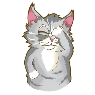 😩 кот, животное, милый, серый, кошачий, котёнок, питомец whatsapp sticker