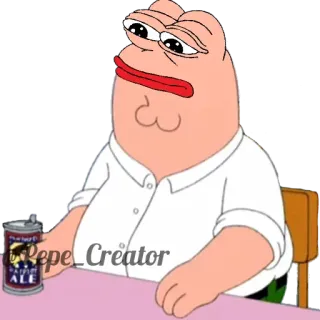 🐸 Peter Griffin Family Guy repe_creator peter griffin, family guy, mème, drôle, dessin animé, bière telegram sticker