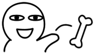 🍖 tulang, kartun, orang-orangan, putih telegram sticker