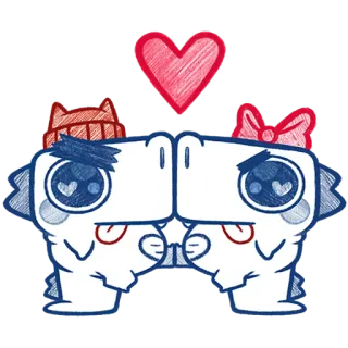 ❤️ cartoon, monster, love, heart, cute, couple telegram sticker