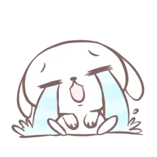🎀 khóc, buồn, nước mắt, dễ thương, thỏ telegram sticker