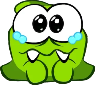 😢 Om Nom Cut the Rope carino, mostro, gioco, piangendo, triste telegram sticker
