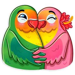 💑 새, 사랑앵무, 앵무새, 커플, 애정, 로맨스, 귀여운, 스티커 telegram sticker