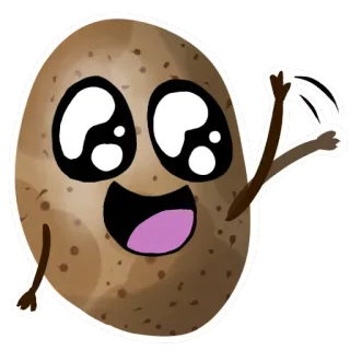 😝 土豆, 卡通, 可爱, 食物, 卡哇伊, 搞笑, 表情符号 telegram sticker