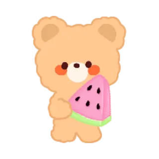 🐻 urso, melancia, fofo, desenho animado, kawaii, fruta telegram sticker
