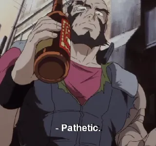 😕 Pathetic hombre, anime, patético, bebida, botella telegram sticker