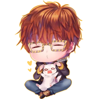 😚 707 Mystic Messenger 707, Mystic Messenger, anime, chibi, cat telegram sticker