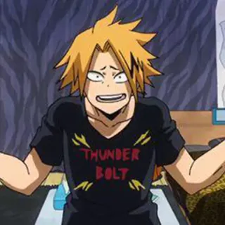 😱 Denki Kaminari My Hero Academia THUNDER BOLT anime, thunderbolt, electric, shock, my hero academia, denki kaminari, character telegram sticker