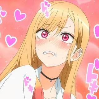 😖 Anime, Mädchen, Niedlich, Erröten, Herz, Animation telegram sticker