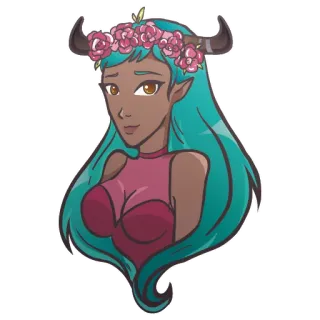 👸 zodiaque, taureau, horoscope, fille, illustration, fantaisie, fleurs whatsapp sticker