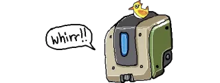 🤖 Bastion Overwatch WHIRR!! Бастион, Overwatch, робот, птица, милый, стикер whatsapp sticker