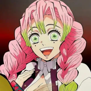💚 Mitsuri Kanroji Demon Slayer Anime, Personaje, Demon Slayer, Mitsuri Kanroji, Pelo Rosa, Sonriendo, Lindo telegram sticker